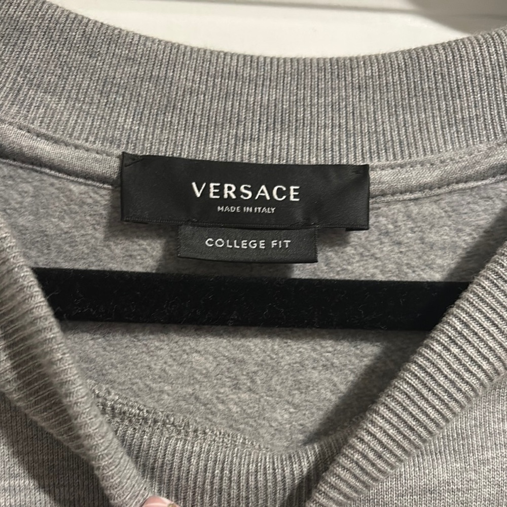 Versace Gray Crewneck Sweater with Greek Key Pattern - Picture 3 of 8